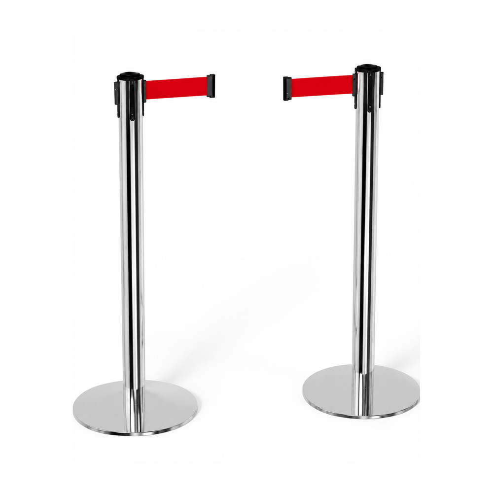 Retractable Belt Barrier Posts - Red Belt