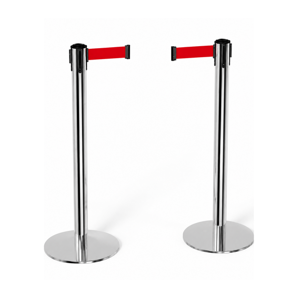 Retractable Belt Barrier Posts - Red Belt