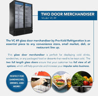 55'' Pro-Kold Double Glass Door Merchandise Cooler 41.6 Cu.Ft., VC-49 | SKU: CLR-VC-49