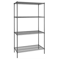 Chrome/Black Epoxy Wire Shelf Kits (72" High, 4 Shelves) - Various Sizes | SKU: SHF-WSK1424B