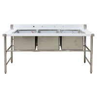 Three Compartment 18''x18'' Sink S-72-3C | SKU: SNK-S-72-3C