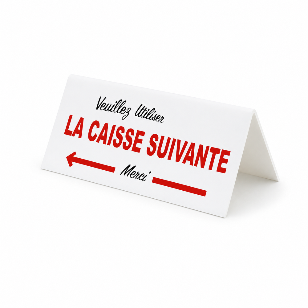 Checkout next cashier sign, French