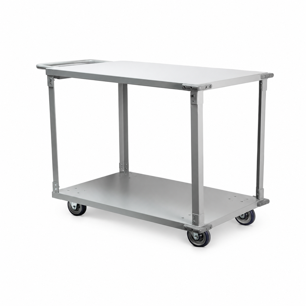 Stock truck, grocery, heavy duty, 2 shelves, powder coated, grey