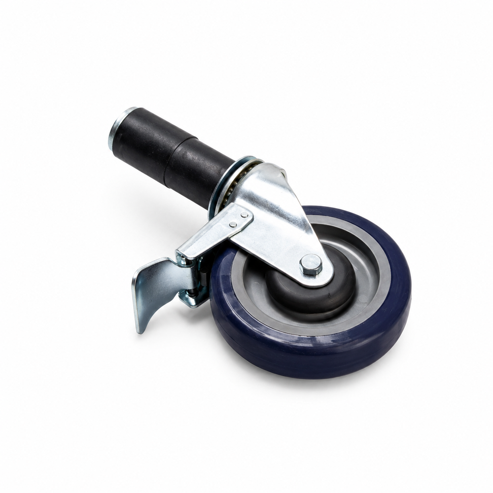 5 in swivel caster with brake for 1 5/8 in diameter tube, 16GA