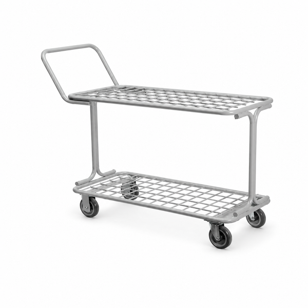 Produce cart, fully welded, wire shelves, grey