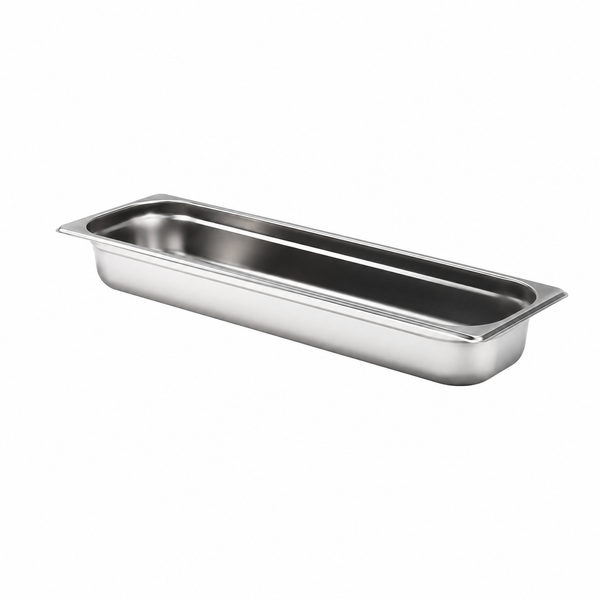 Stainless steel salad pan, 6 x 20 x 2.5 in, 1/2 long