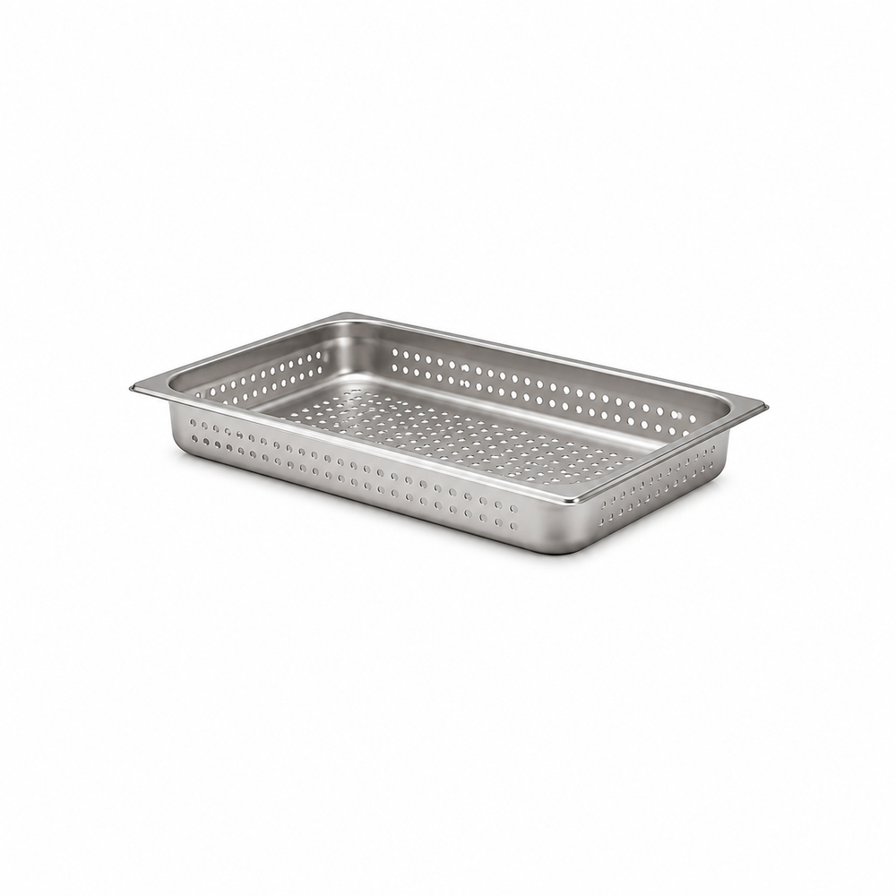 Bac gastro-GN, inox, format GN 1/1, profondeur 65 mm, fond perforé