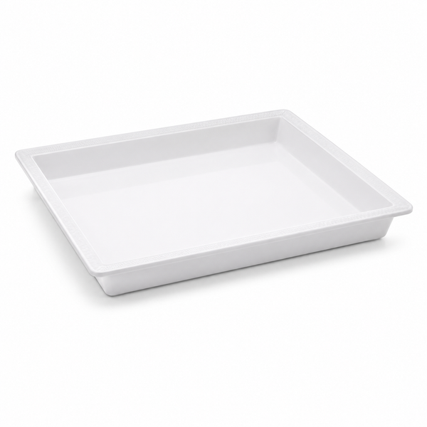 Tray, white melamine, rectangular, Pacific trim, 12 x 10 x 1.5 in
