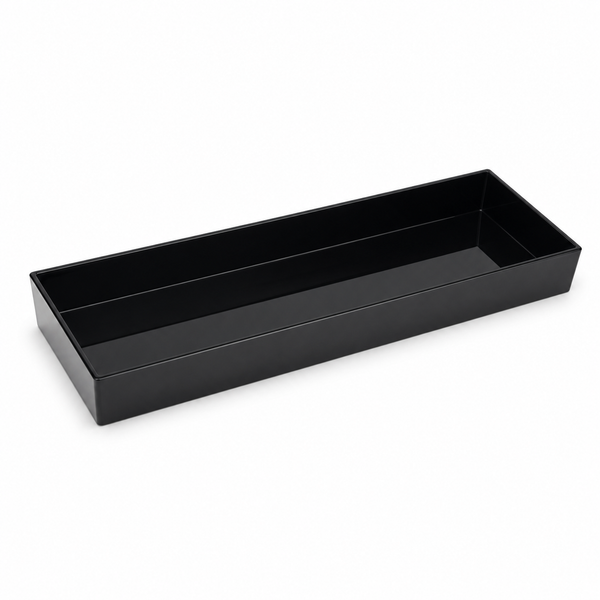 Acrylic deli tray, black, 8 x 24 x 2 in