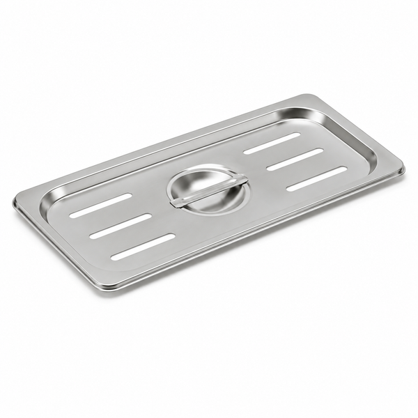 Stainless steel cover for slotted pan, 6 x 10 in, 1/4 size