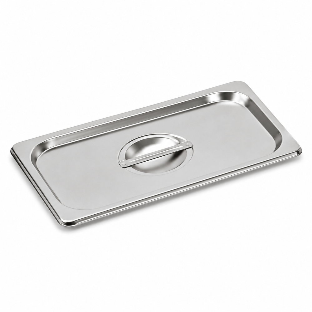 Stainless steel solid cover for 1/3 size pan, 6 x 12 in