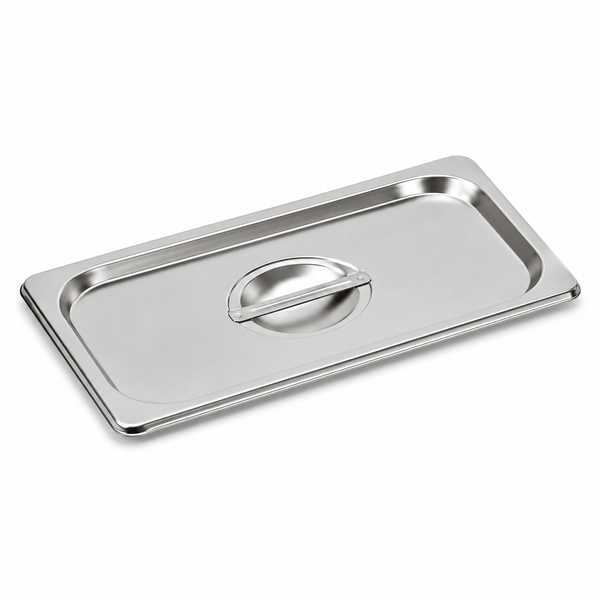 Stainless steel solid cover for 1/3 size pan, 6 x 12 in