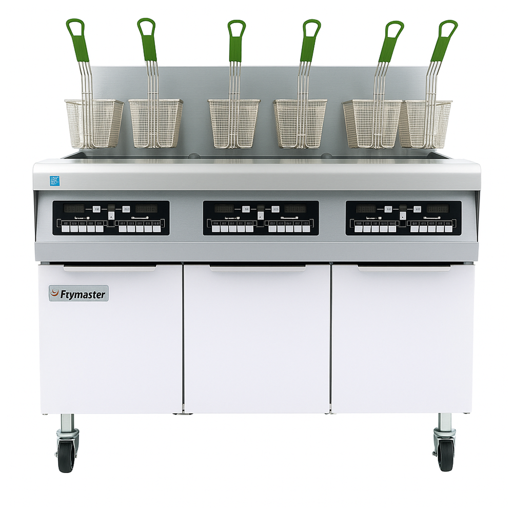 Frymaster Natural Gas 3 Unit High-Efficiency Floor Fryer System with Digital Controls 240,000 BTU CI027 | SKU: FRY-CI027