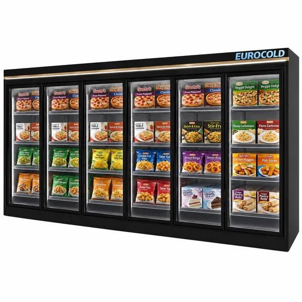 EuroCold 6 Glass Door Supermarket Freezer, Remote or Self Contain EUF-6 | SKU: FRZ-EUF-6-6DR
