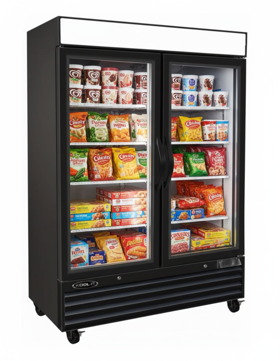 Kool-It 54" Double Glass Door Display Freezer - 48 Cu Ft., KGF-48 | SKU: FRZ-KGF-48