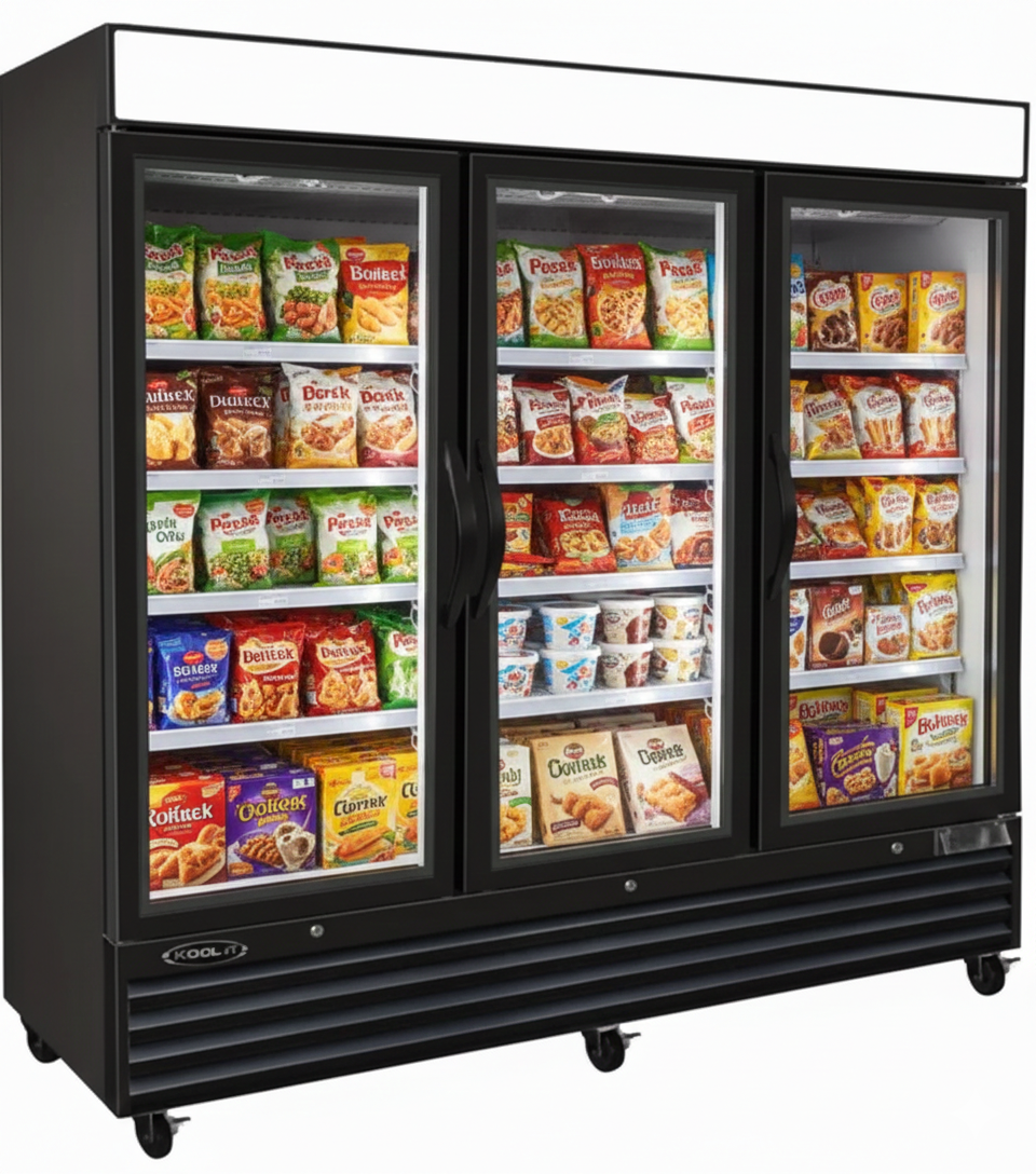 Kool-It 81" Triple Glass Door Display Freezer - 72 Cu. Ft. KGF-72DV | SKU: FRZ-KGF-72DV