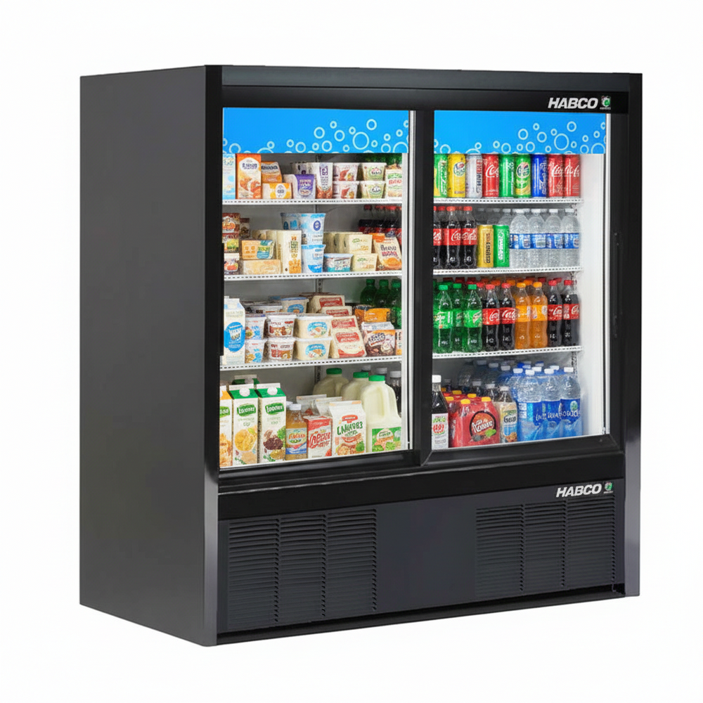 Habco 47" Wide 48" High 2 Sliding Door Glass Refrigerator Merchandiser ESM14SL48HC | SKU: CLR-ESM14SL48HC