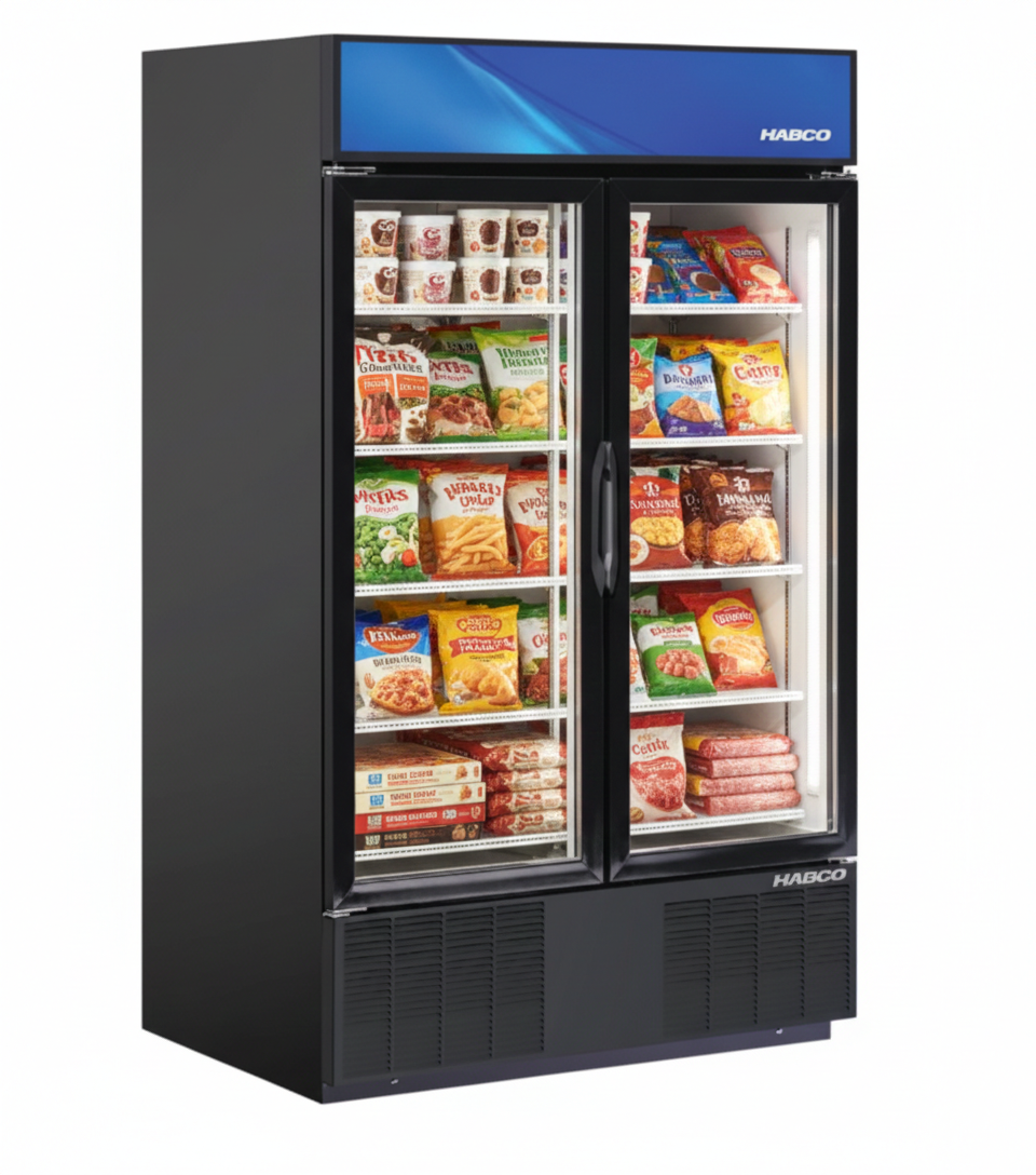 Habco 47.5" Two Glass Swing Door Merchandiser Freezer - SF46HCBXM | SKU: FRZ-SF46HCBXM