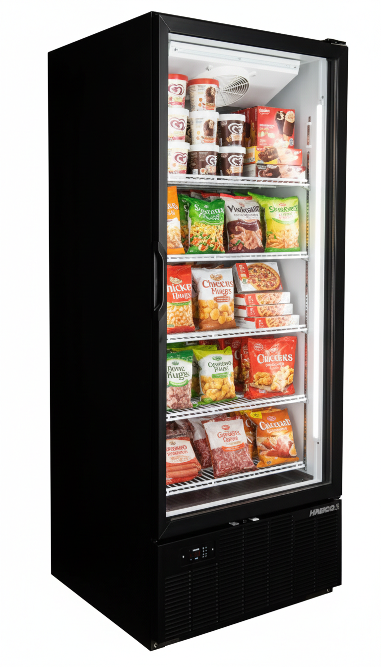 Habco - 30.5" Single Door Full Height White Froze Space Merchandiser Freezer SF28HCBXTDM | SKU: FRZ-SF28HCBXTDM