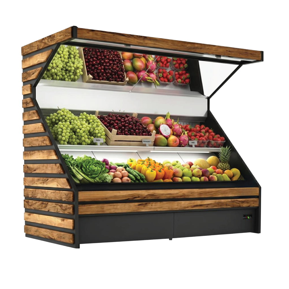 EuroCold 98'' Remote Open Front Multideck Merchandiser For Fruit and Vegetables Cooler VCRH-125-8 | SKU: CLR-VCRH-125-8