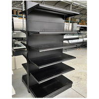 Black Double Sided 4 Shelve + 1 Base Gondola, Heavy Duty Supermarket Shelve HBR-3008B | SKU: BDS-HBR-3008B