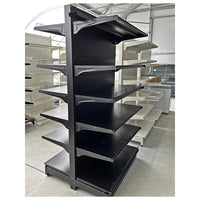 Black Double Sided 4 Shelve + 1 Base Gondola, Heavy Duty Supermarket Shelve HBR-3008B | SKU: BDS-HBR-3008B