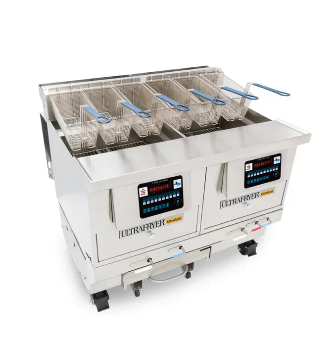 Ultrafryer B-P30-18-2-UCP 70-110 Lb. UltraGold 2-Vat Commercial Gas Fryer - 210,000 BTU | SKU: FRY-B-P30-18-2-UCP