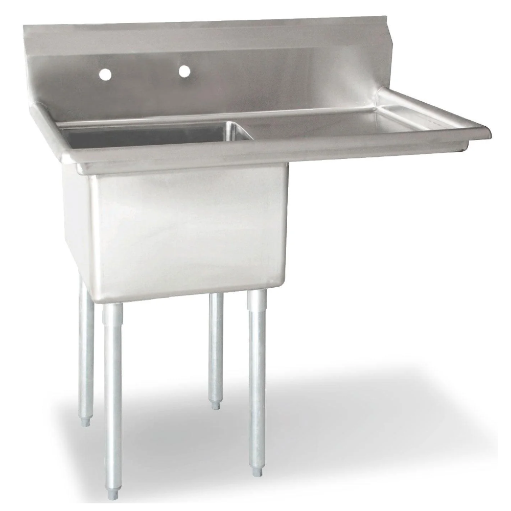 38.5" One Compartment Sink with Corner Drain and Right Drain Board CI022 | SKU: SNK-CI022