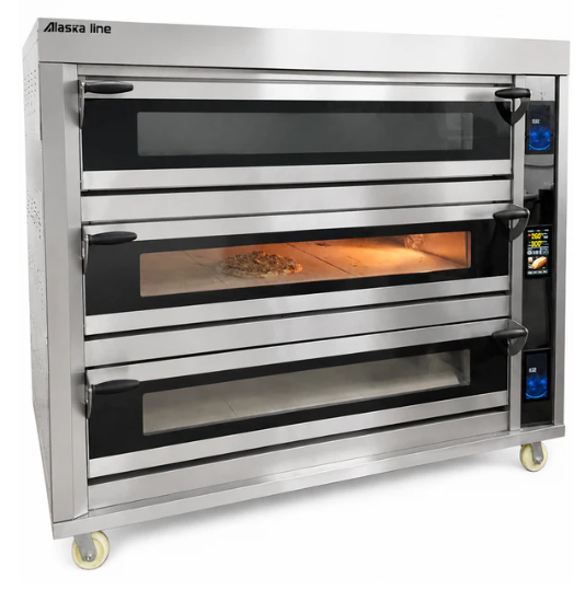 Alaska Line 70'' Natural Gas Three Deck Oven with Steam Injection HIT-430 | SKU: OVN-HIT-430