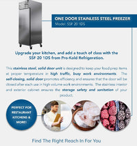 27" Pro-Kold Solid Single Door Freezer SSF-20-1DS | SKU: FRZ-SSF-20-1DS