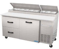 67'' Pro-Kold Single Door 2 Drawers Pizza Prep Table PPT-67-21 | SKU: TBL-PPT-67-21