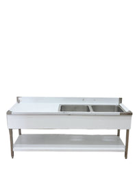 79'' Stainless Steel Two Compartment & Left Drainboard Sink ZZ-SXZ-2060-DQ | SKU: SNK-ZZ-SXZ-2060-DQ