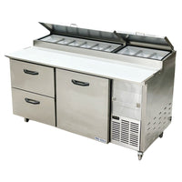 67'' Pro-Kold Single Door 2 Drawers Pizza Prep Table PPT-67-21 | SKU: TBL-PPT-67-21