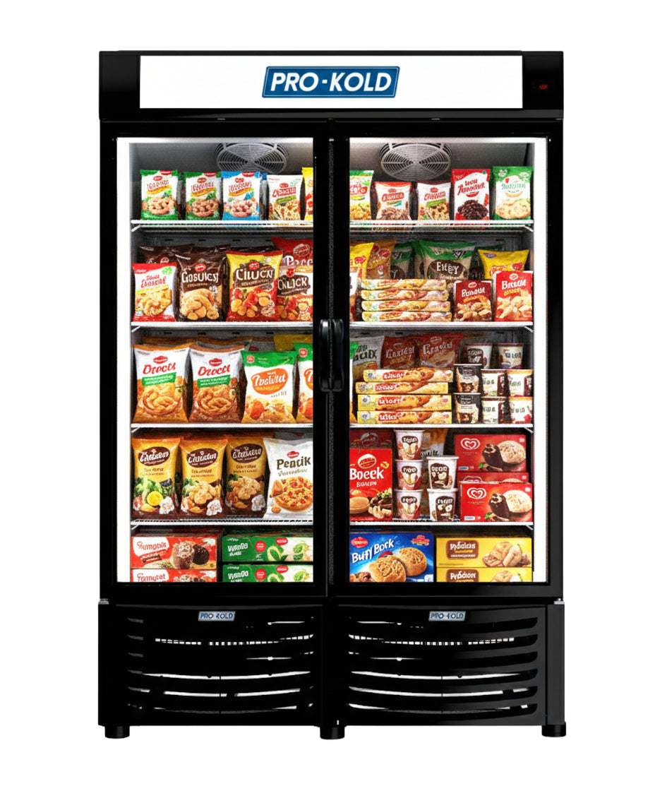 54" Pro-Kold Double Glass Door Display Freezer 32 Cu.Ft.   DURF-32W | SKU: FRZ-DURF-32W