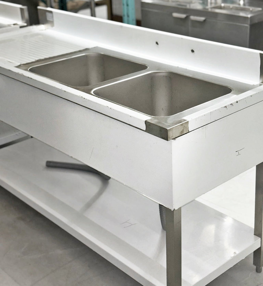 71'' Stainless Steel Two Compartment & Left Drainboard Sink ZZ-SXZ-1860-DQ | SKU: SNK-ZZ-SXZ-1860-DQ